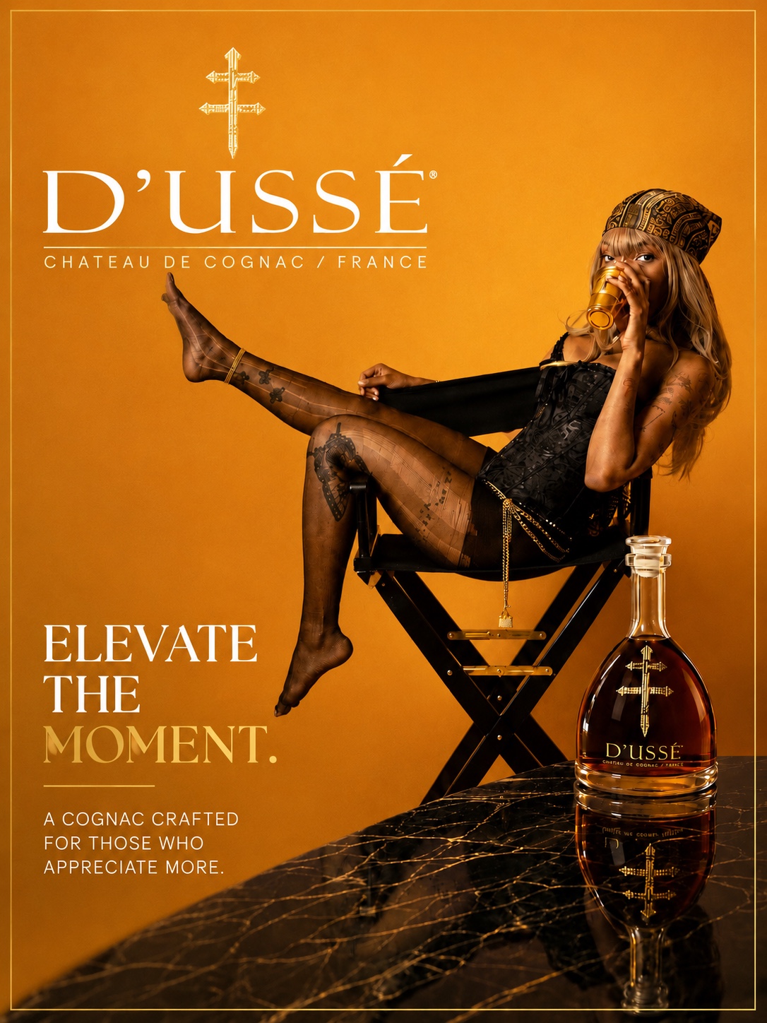 Orange campaign-style studio editorial photographed by A1Shotz